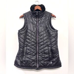 Michael Kors Puffer Vest Quilted Zip Front Faux Fur Lined Black Women’s M  NWOT